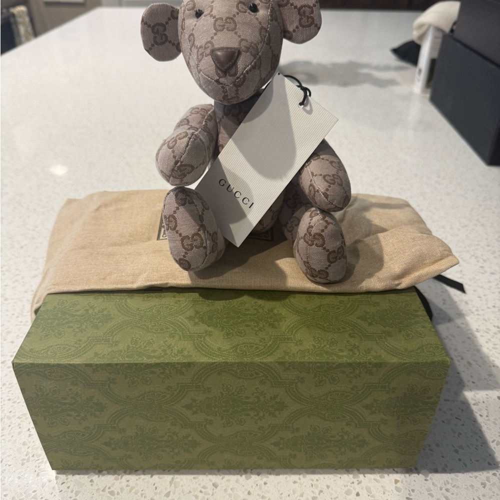 Gucci Brown Monogram Teddy Bear Decor